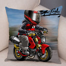 Axyaa Cartoon Motorcycle Polyester Cushion Cover for Home, Car, Sofa - Extreme Sports Theme