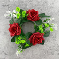 Axyaa Rose Floral Candle Rings Wreaths: Spring Artificial Rose Wreath for Home Decor