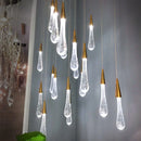 Axyaa Gold Water Drop Crystal Pendant Light, European Luxury LED Indoor Bar Lamp