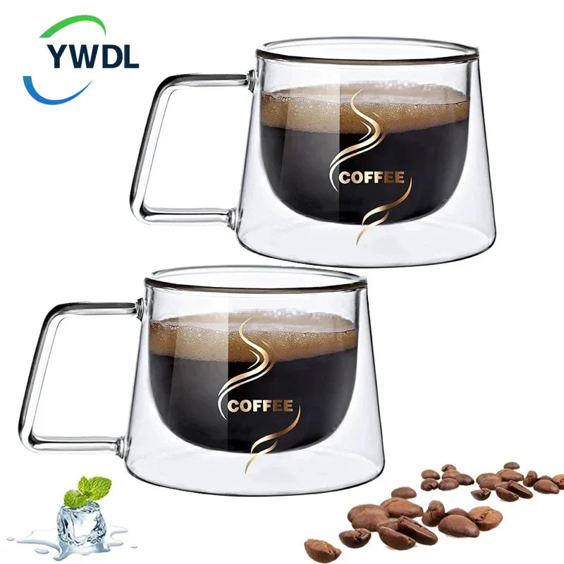 Axya 200ml Double Wall Glass Coffee Mug Set