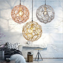 Axyaa Gold Copper Silver Etch Pendant Lights, Art Diamond Ball Hanging Lamps