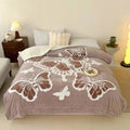 Axyaa 5D Butterfly Embossed Fleece Blanket | Queen Size | Thick & Cozy Plush Bedspread