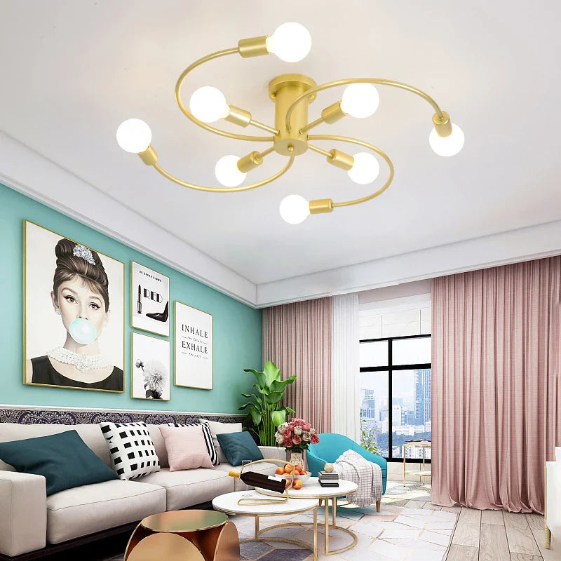 Axyaa Retro Iron Fan Chandelier for Home Living Bedroom Decor