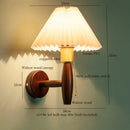 Axyaa Fabric LED Wall Sconce Walnut Wood Lamp for Bedroom Living Room
