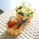 Axyaa Hand-woven Wood Kitchen Storage Basket with Handle