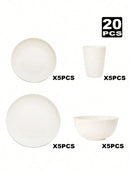 Axyaa Plastic Tableware Set for Home, Camping, Picnic - Reusable Bowl, Plate, Cup (4/16/20/24/32pcs)