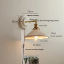 Axyaa Nordic Ceramic LED Wall Sconce with Pull Chain Switch for Bedroom Bathroom Mirror
