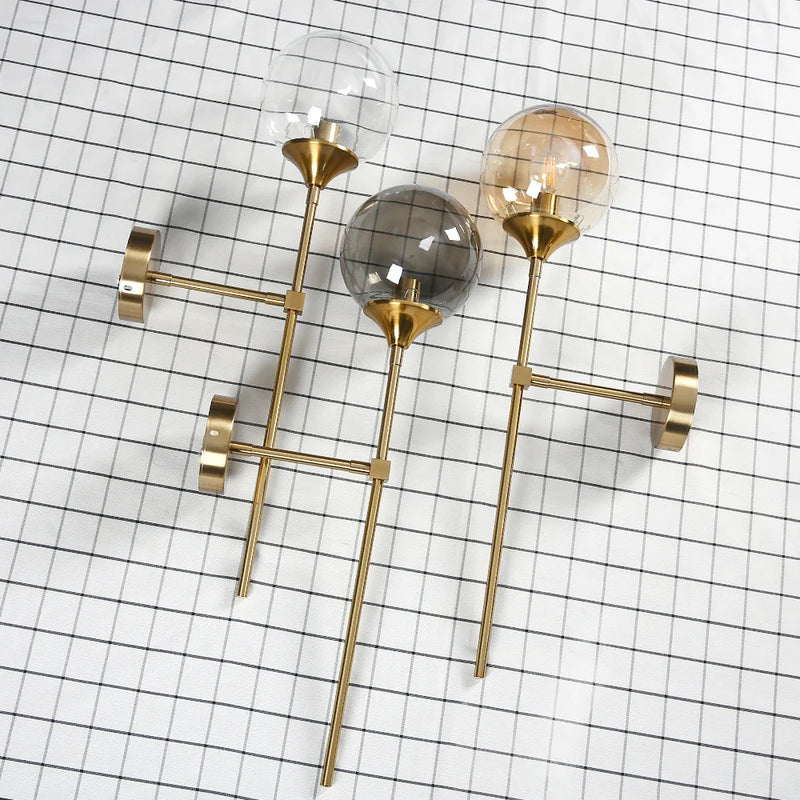 Axyaa Golden Touch Wall Sconces: Modern Glass Nordic Lighting Fixtures for Home Decor