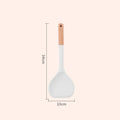 Axyaa Silicone Kitchen Utensil Set with Thick White Wooden Handle - 7 Pieces