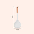 Axyaa Silicone Kitchen Utensil Set with Thick White Wooden Handle - 7 Pieces