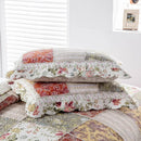 Axyaa Red Multicolor Patchwork Quilt Set - Queen Size 100% Cotton Reversible Quilted Bedspread