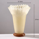 Axyaa Large Glass Vase with Lotus Leaf Edge for Home Decoration