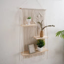 Axyaa Boho Macrame 3 Tier Wall Shelf for Home Decor