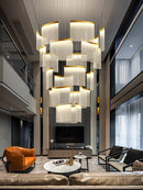 Axyaa Gold Acrylic LED Pendant Chandelier for Modern Luxury Living Room Lighting