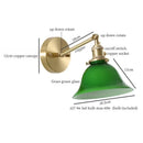 Axyaa Green Glass LED Wall Lamp Pull Chain Switch Vintage Wall Sconce