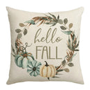 Axyaa Harvest Pumpkin Plaid Linen Blue Pillow Cover for Festive Decor