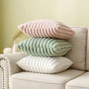Axyaa Soft Faux Rabbit Fur Striped Throw Pillow Covers - Plush Sofa Cushion Covers