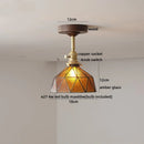 Axyaa Amber Glass Copper LED Ceiling Lights for Modern Home Decor