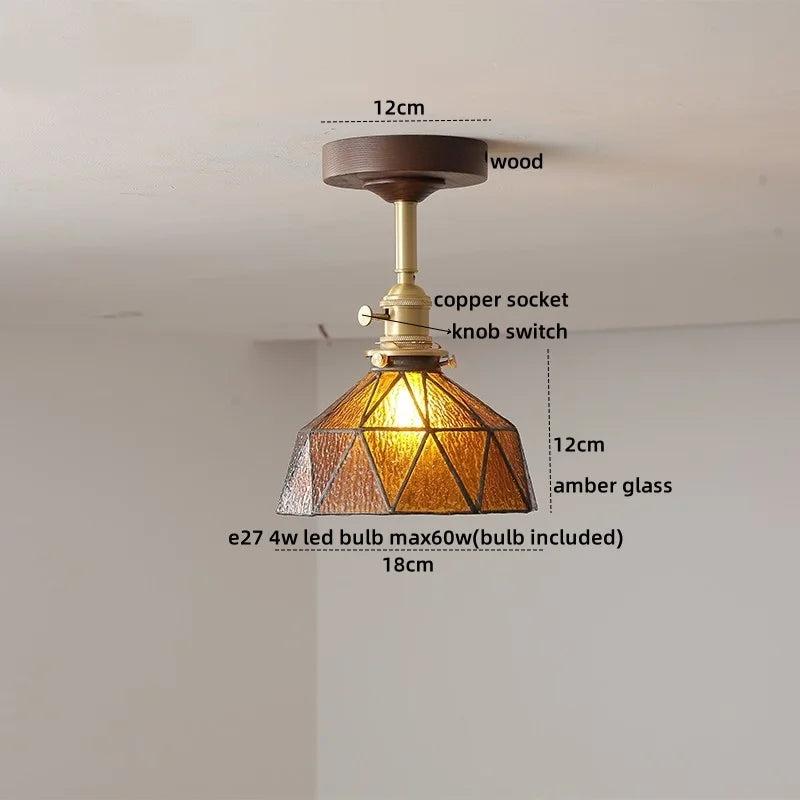 Axyaa Green Glass LED Ceiling Lights for Modern Indoor Lighting