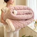 Axyaa Plush Fleece Double Layer Wool Bed Blanket Wool Throw Cozy Blanket