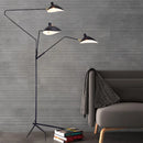 Serge Mouille Black Tripod Floor Lamp with Adjustable Stand by Axyaa