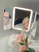 Axyaa LED Lighted Rechargeable 10x Magnifying Makeup Mirror, Foldable Double Sided Travel Beauty Mirror