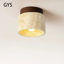Axya Retro Japanese Ceiling Lamp Stone Wood Wall Light