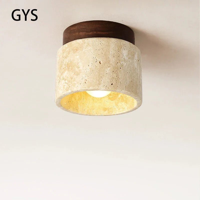 Axya Retro Japanese Ceiling Lamp Stone Wood Wall Light