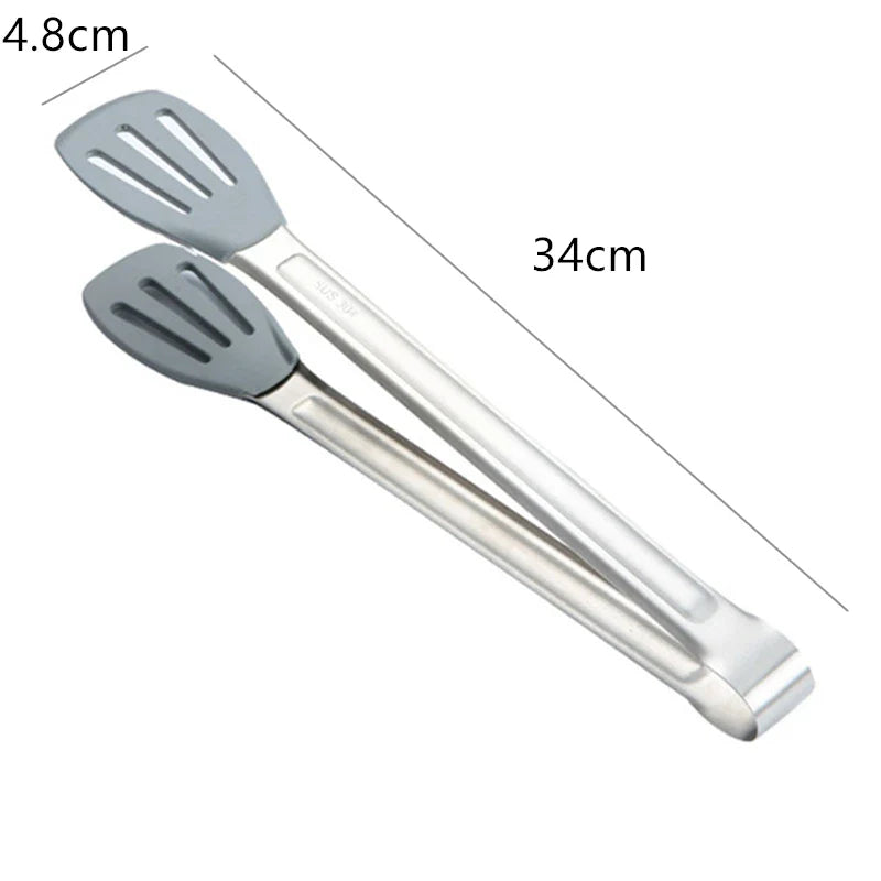 Axyaa Stainless Steel Kitchen Bread Tongs with No-Slip Handle