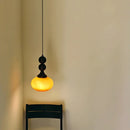 Axyaa Cream Glass Pendant Light with Adjustable Height Wood Wall Mount