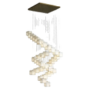 Axyaa Chinese Style Copper Jade Chandelier for Villa Stair Decoration