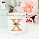 Axyaa Enamel Coffee Mugs with Custom Initial Name - Personalized Outdoor Cups