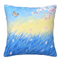 Axyaa Butterfly & Cat Landscape Pillow Cover - Sofa, Bedroom, Car Pattern Cushion Cover