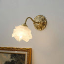 Axyaa Copper Flower Glass Wall Lamp: Vintage Chic Bedroom Lighting for American Living Spaces