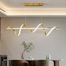 Axyaa Gold Wave LED Pendant Lights: Modern Luxury Chandelier for Dining Kitchen Bar