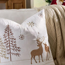Embroidered Forest Deer Velvet Christmas Pillow Cover 45x45cm for Living Room & Bedroom by Axyaa