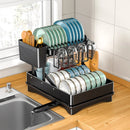Axyaa 2-Tier Dish Drying Rack with Drainboard and Utensil Holder