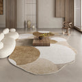 Axyaa Brown Plush Irregular Rug - Fluffy Soft Bedroom/Area Carpet for Retro Living Room