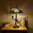 Axyaa Peacock Art Tiffany Table Lamp for Living Room Decor