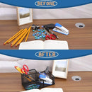Axyaa Mesh Pen Holder for Desk, 3 Compartments Black Pencil Organizer