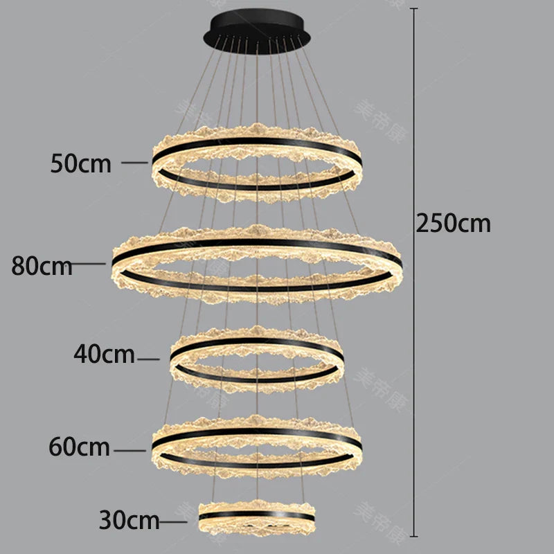 Axyaa Staircase Chandeliers: Modern LED Pendant Lamps for Living Room Lighting