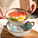 Axyaa Ceramic Double Ear Large Noodles Bowl - High-grade Tableware Soup Bowl
