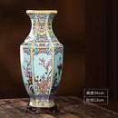 Axyaa Hexagonal Ceramic Flower Bird Vase Colorful Enamel Antique Home Decor