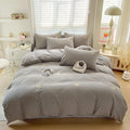 Axyaa Embroidered Waffle Cotton Queen Bedding Set with Sheets & Pillowcases