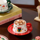 Axyaa Christmas Ceramic Coffee Cup and Saucer Set, Holiday-themed Cups, Coffee and Milk Cups