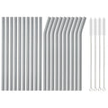 Axyaa Glass Straws Set with Cleaning Brushes for Drinks & Cocktails