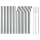 Axyaa Glass Straws Set with Cleaning Brushes for Drinks & Cocktails