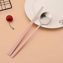 Axyaa 8Pcs Matte Cutlery Set Korean Chopsticks Dinner Spoons Dessert Spoon Flatware