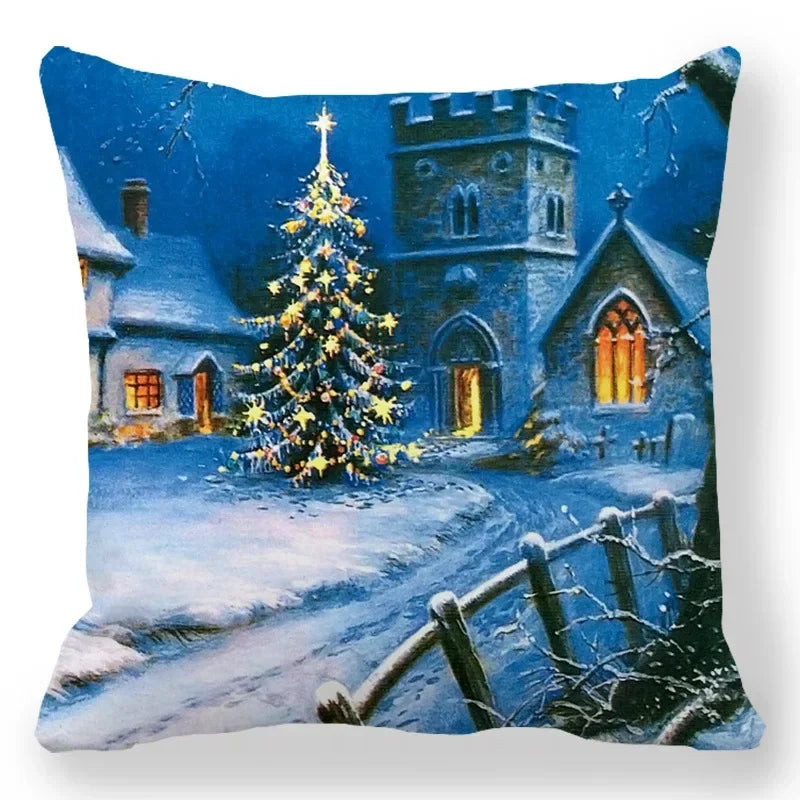 Axyaa Santa Print Pillowcase for Christmas and New Year Decor