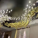 Axyaa Modern Glass Chandelier for Hotel Lobby and Villas Spiral Staircase